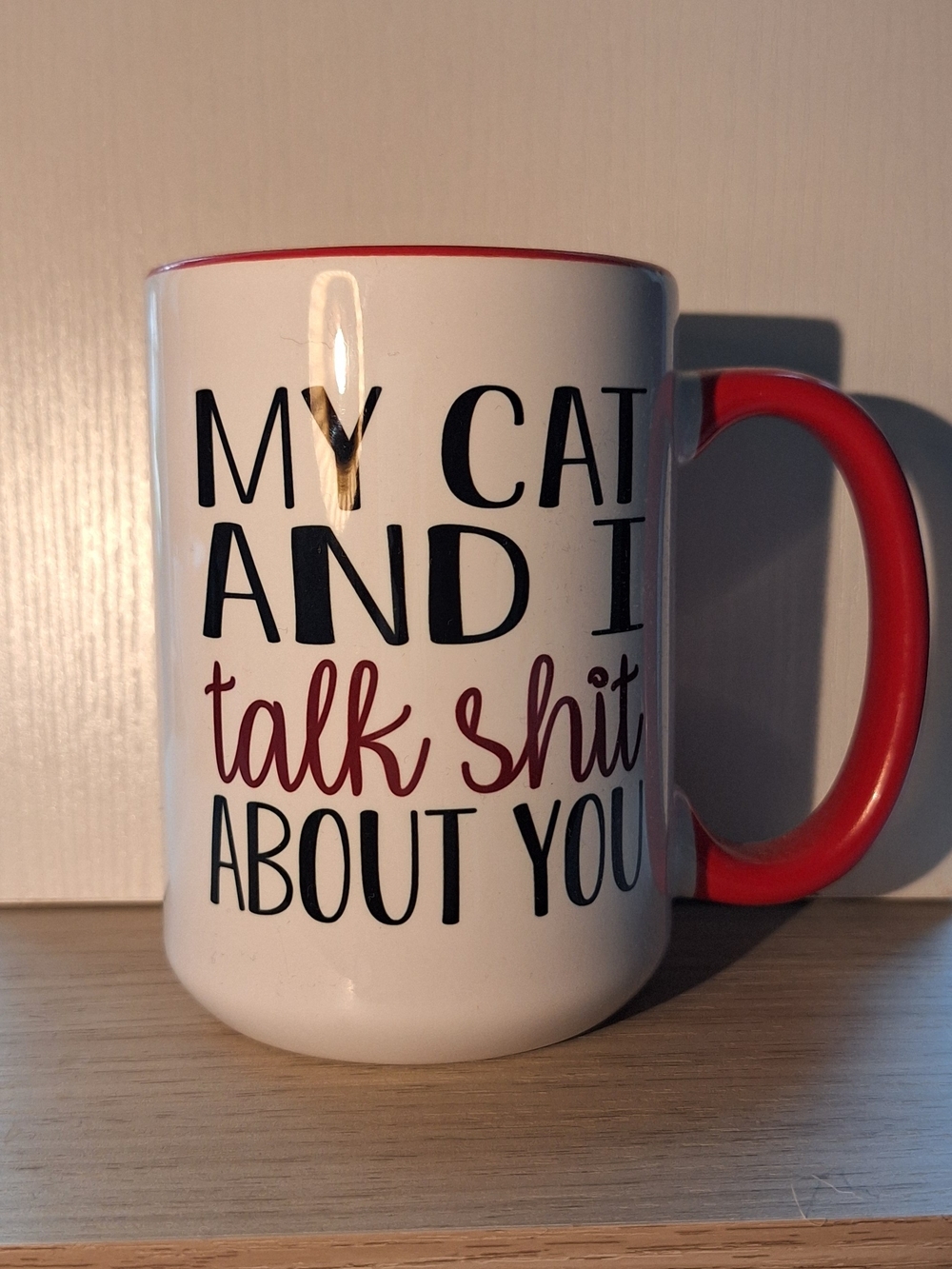 My Cat and I Talk Sh*t About You - Red and White Coffee Mug